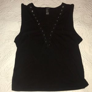 Black Forever 21 lace up crop top.